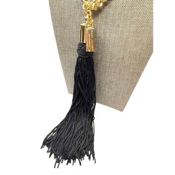 Marc Jacobs Decadence Gold-Tone Chain Necklace Black Tassel Pendant - Picture 2 of 4